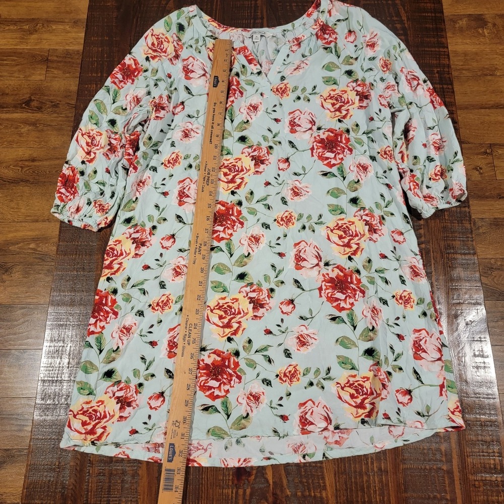 The Pioneer Woman Floral Peasant Dress Womens XL Mint Green 3/4 Sleeve V-Neck